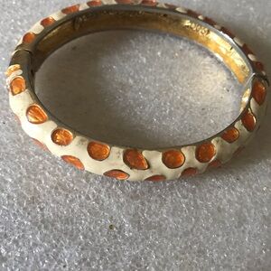 Elegant Orange and Cream Bangle Bracelet
